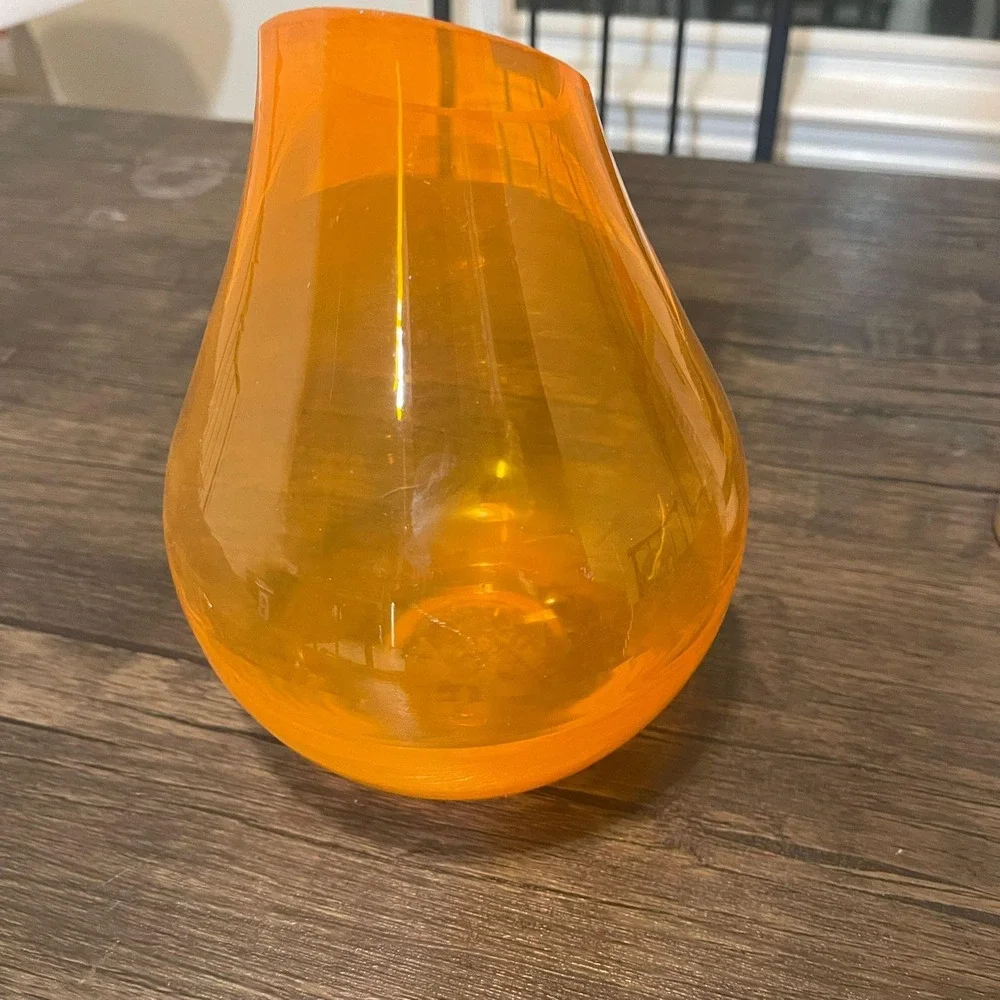 Orange Glass Vase Teardrop Shape Modern Art‎ Decor Accent Tabletop
